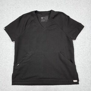 FIGS Technical Collection Batara Scrub Top Black V-Neck Size Small Womens Nurse